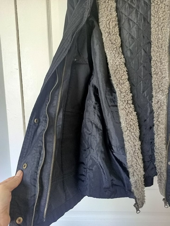 Siyah Kadın Mont Kaban Ceket, Kürklü, Dizüstü Boy - Görsel 4