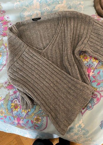 Crop kesim gri kazak - Görsel 2