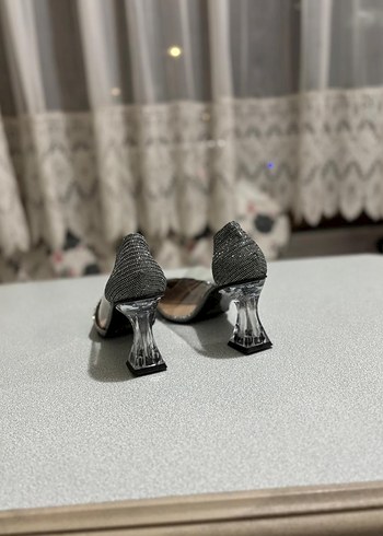 37 Beden gri Renk Gri Payetli Stiletto Topuklu Kadın Abiye Ayakkabı