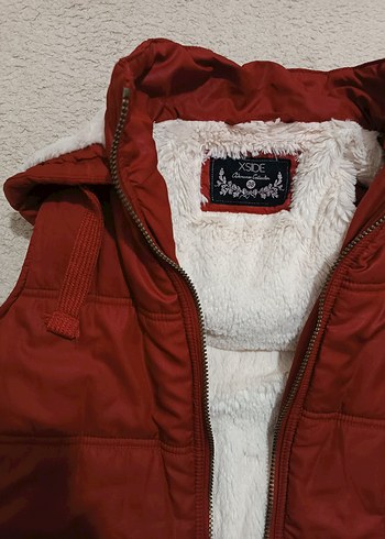 Bordo Kapüşonlu Kürklü Kadın Yelek - Görsel 2