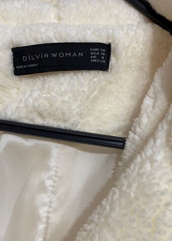 Beyaz Uzun Peluş Kadın Kaban - Görsel 4