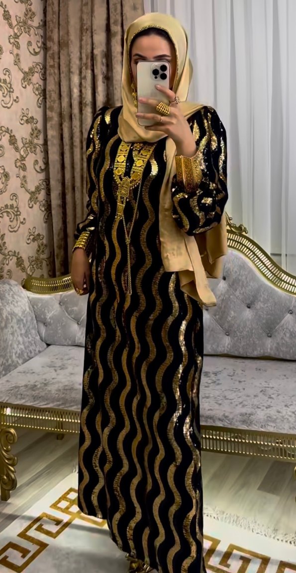 Altın Renkli Zebra Desenli Abiye Elbise - Görsel 4