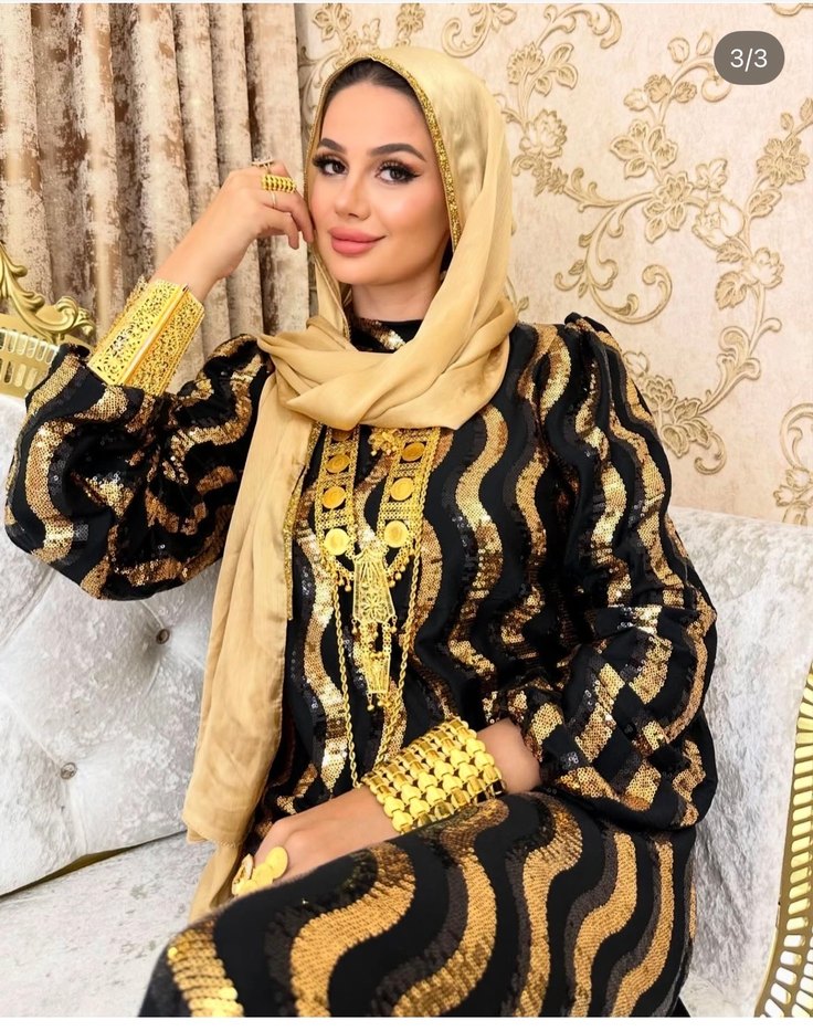 Altın Renkli Zebra Desenli Abiye Elbise - Görsel 3