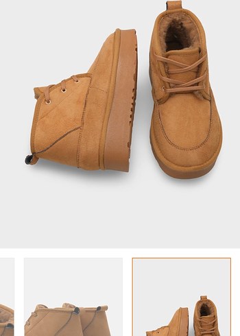 Ugg Kadın Kalın Topuklu Yuvarlak burunlu İçi kürklü Bot - Görsel 5