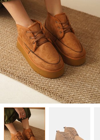 Ugg Kadın Kalın Topuklu Yuvarlak burunlu İçi kürklü Bot - Görsel 3