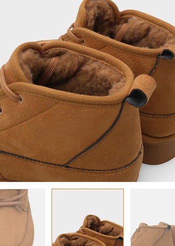 Ugg Kadın Kalın Topuklu Yuvarlak burunlu İçi kürklü Bot - Görsel 6