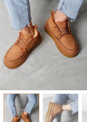 Ugg Kadın Kalın Topuklu Yuvarlak burunlu İçi kürklü Bot - Görsel 4