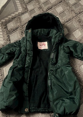 Kız çocuk yeşil Kapüşonlu Mont - Görsel 2