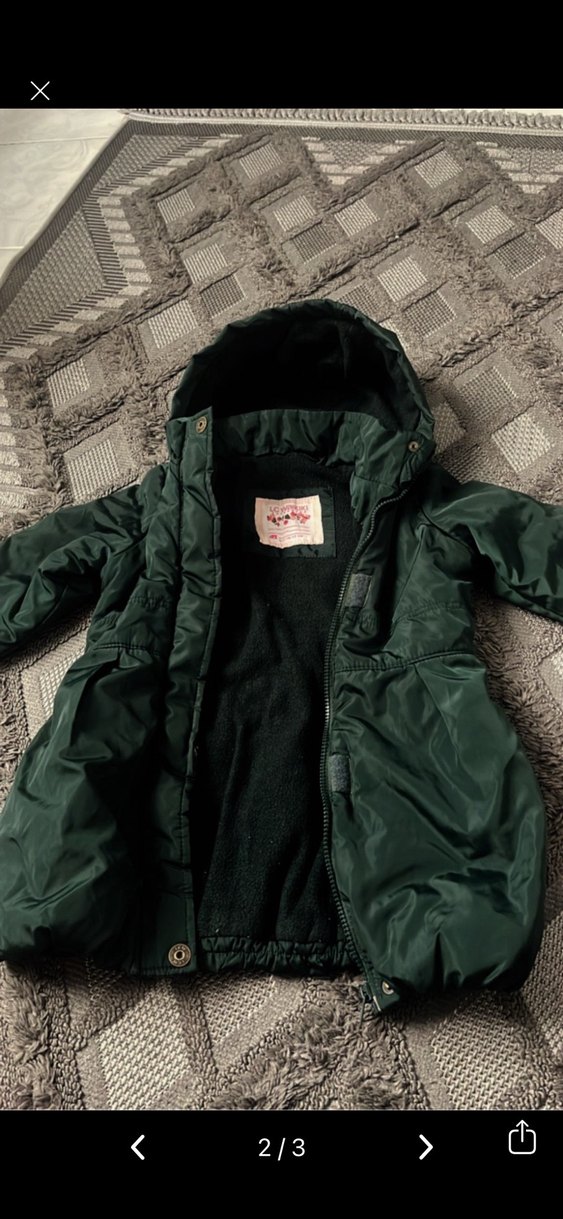 Kız çocuk yeşil Kapüşonlu Mont - Görsel 2