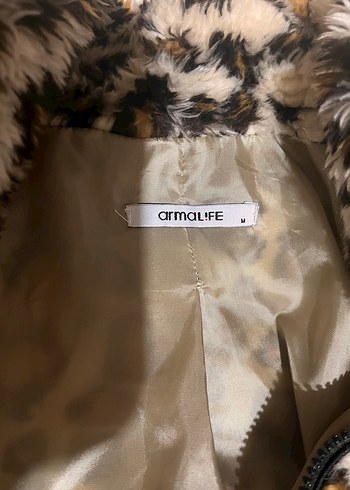 Leopar Desenli Kadın Suni Kürk Mont 36 beden - Görsel 4