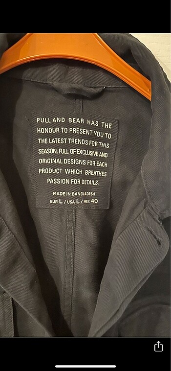 l Beden Pull and bear kot ceket