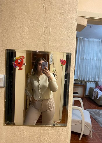 H&MKadın Bej Keten Rahat Kesim Pantolon - Görsel 4