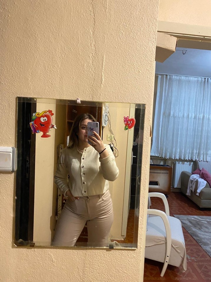 H&MKadın Bej Keten Rahat Kesim Pantolon - Görsel 4