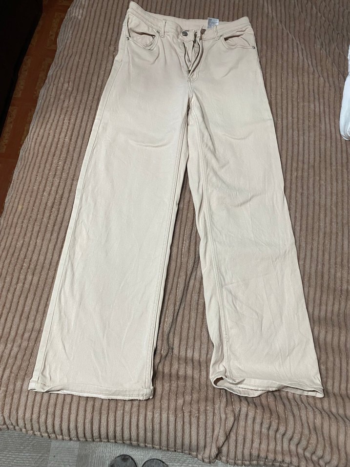 H&MKadın Bej Keten Rahat Kesim Pantolon - Görsel 2