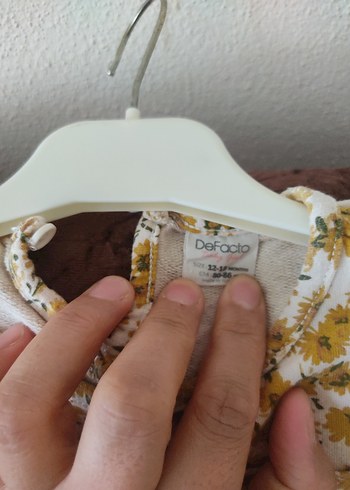 12-18 Ay Beden Kız Çocuk Sarı Çiçekli Uzun Kollu Elbise