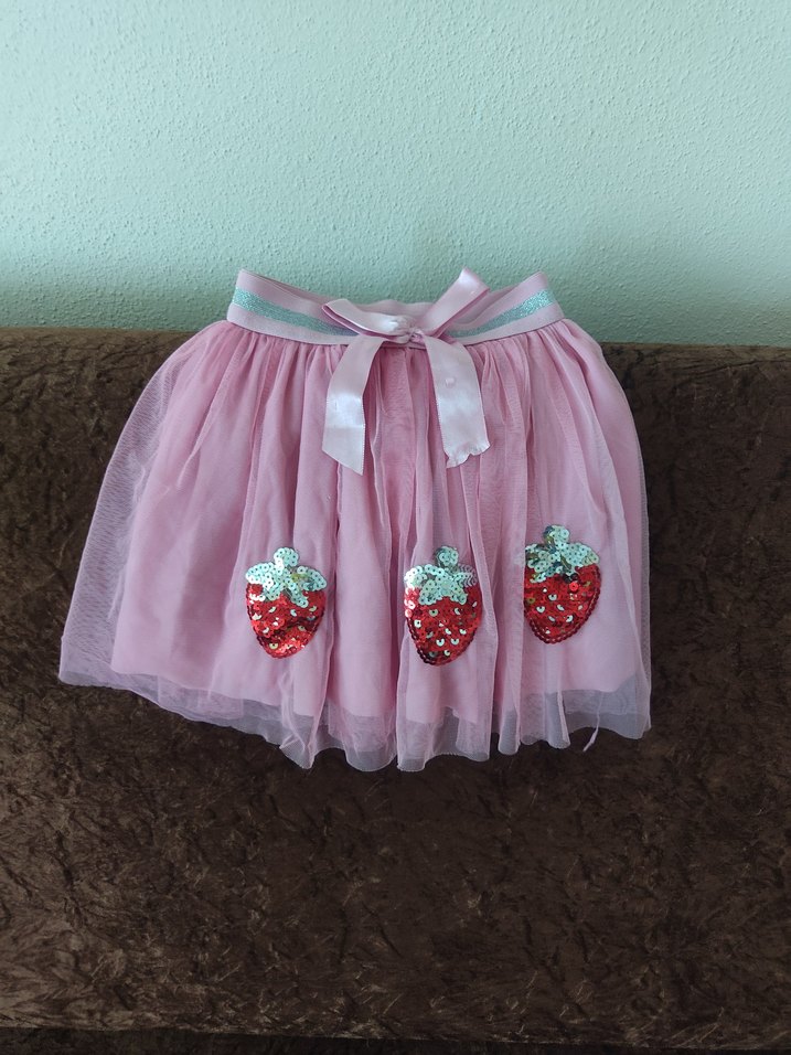 Pembe Nakışlı Kız Çocuk Etek - Görsel 2