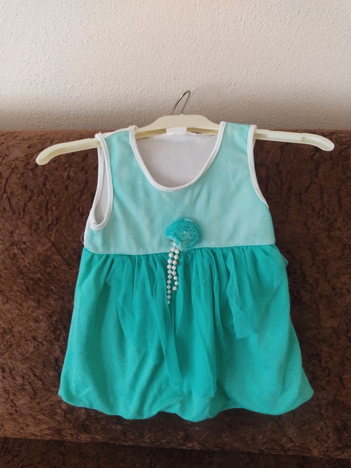Kolsuz Turkuaz Kız Çocuk Elbise - Görsel 2