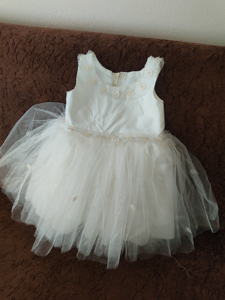 Beyaz Kız Çocuk Tül Abiye Elbise - Görsel 2