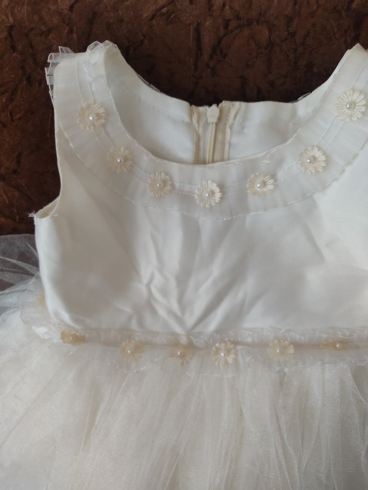 Beyaz Kız Çocuk Tül Abiye Elbise - Görsel 3