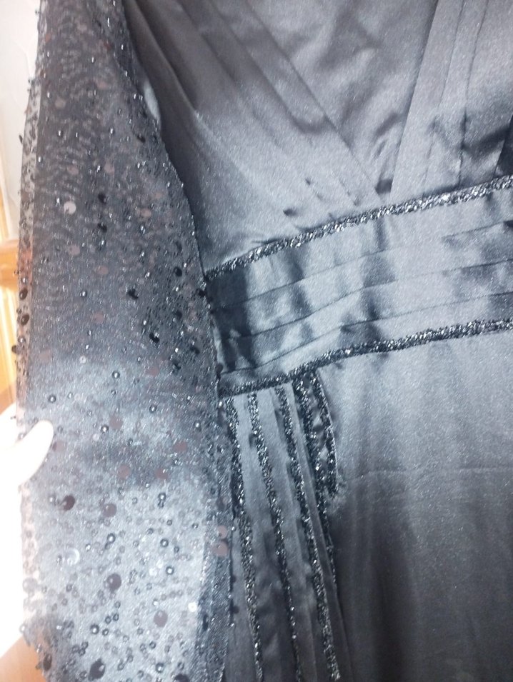 Uzun Kollu Siyah Gotik Kadın Abiye Elbise - Görsel 3