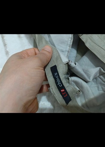 Düğmeli Nakışlı Keten Midi Kadın Pantolon - Görsel 3