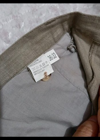 Düğmeli Nakışlı Keten Midi Kadın Pantolon - Görsel 2