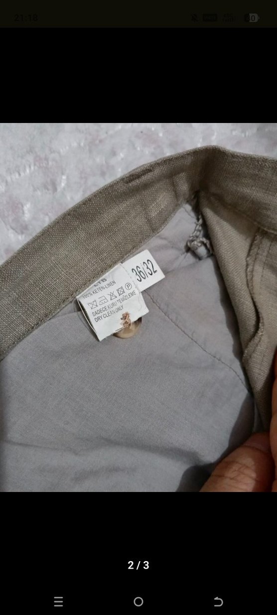 Düğmeli Nakışlı Keten Midi Kadın Pantolon - Görsel 2