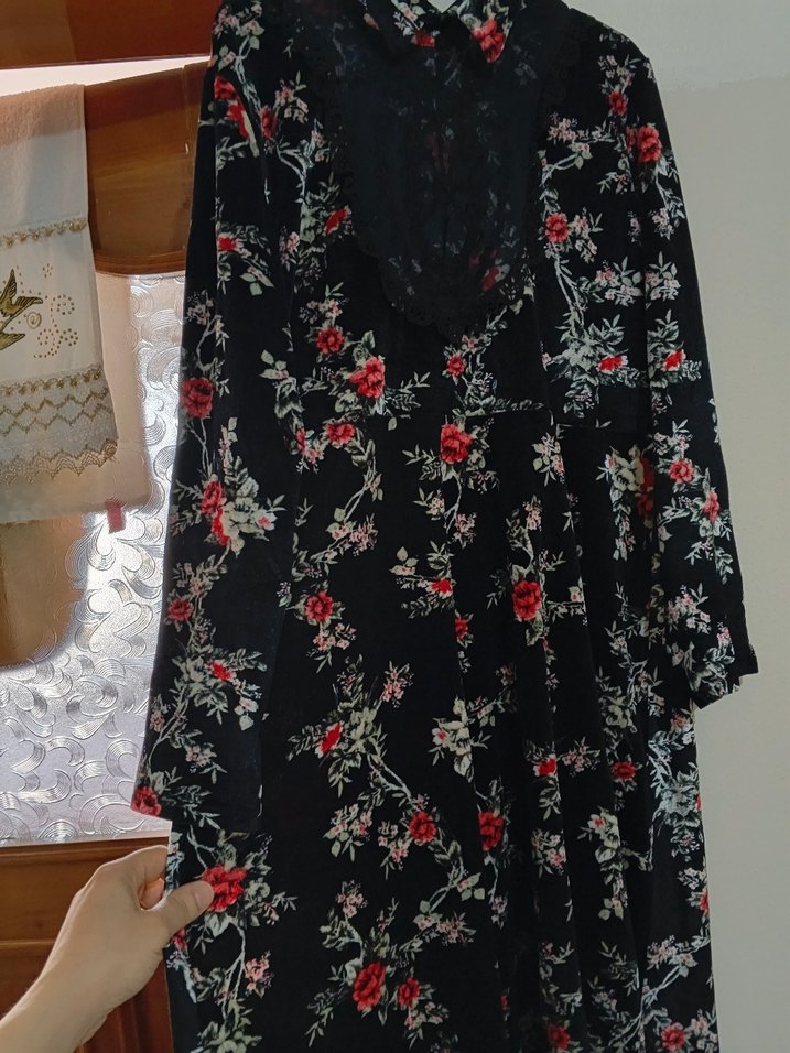 bayan tesettür kadife elbise - Görsel 2