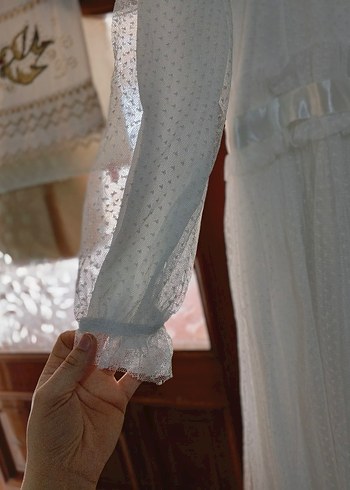 Uzun Beyaz elbise - Görsel 6