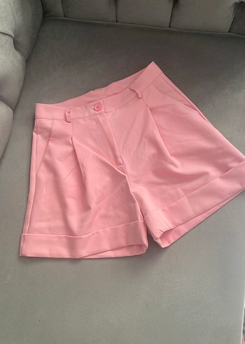 Pembe Yüksek Bel Mini Şort