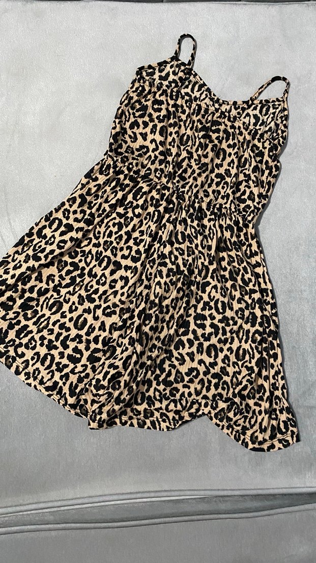 Leopar Desenli Kadın Mini Tulum - Görsel 3