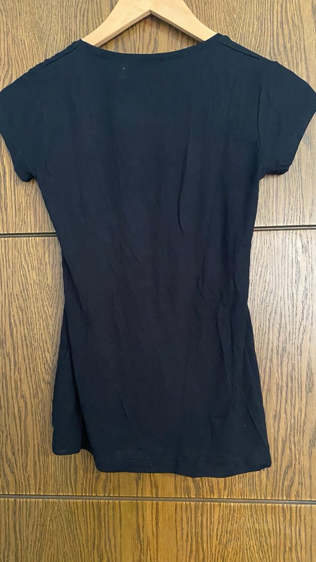 Siyah Kısa Kollu Kadın Tişört - Görsel 3