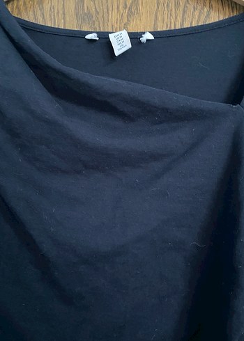 Kadın Siyah Uzun Kollu Drapeli parmak geçirmeli Bluz - Görsel 3