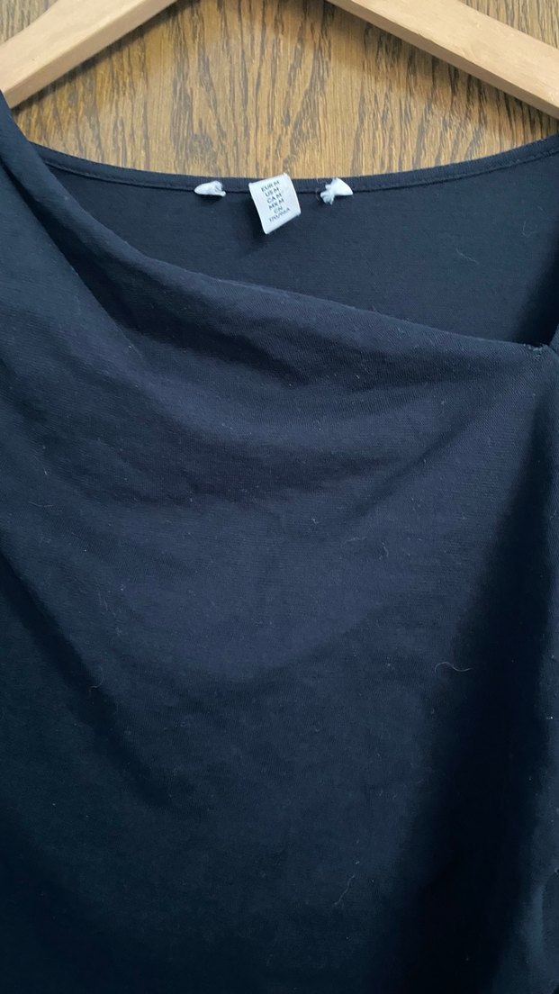 Kadın Siyah Uzun Kollu Drapeli parmak geçirmeli Bluz - Görsel 3