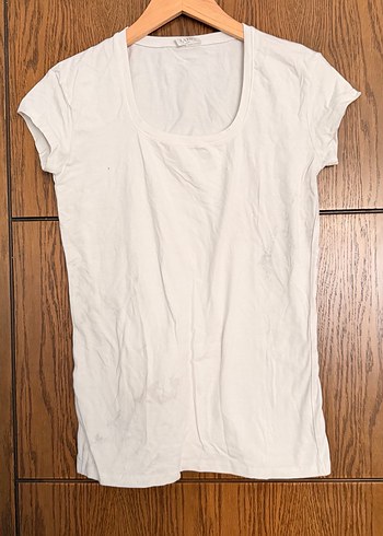 Kadın Beyaz Kısa Kollu Basic Tişört - Görsel 2