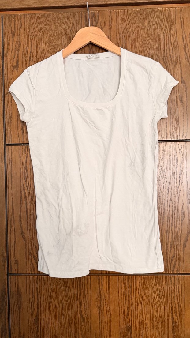 Kadın Beyaz Kısa Kollu Basic Tişört - Görsel 2