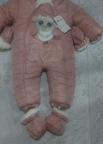 Kız Bebek Kapüşonlu Pembe Tulum astronot - Görsel 2