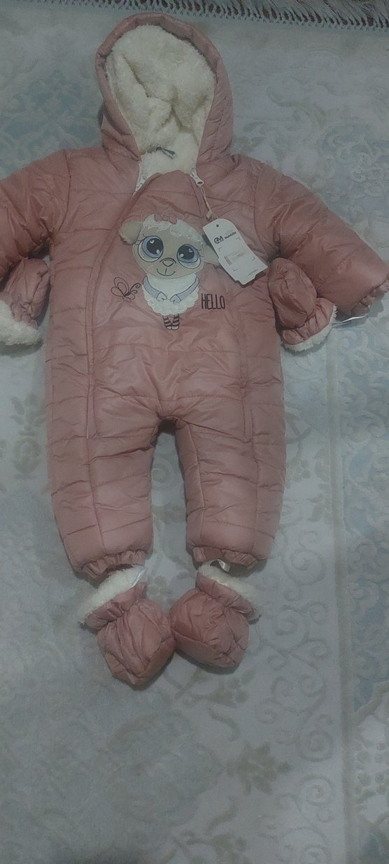 Kız Bebek Kapüşonlu Pembe Tulum astronot - Görsel 2