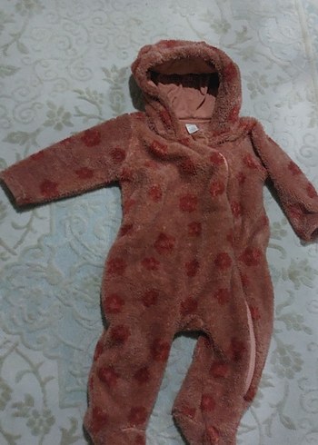 Kız Çocuk Kahverengi Kapüşonlu uyku Tulum - Görsel 3