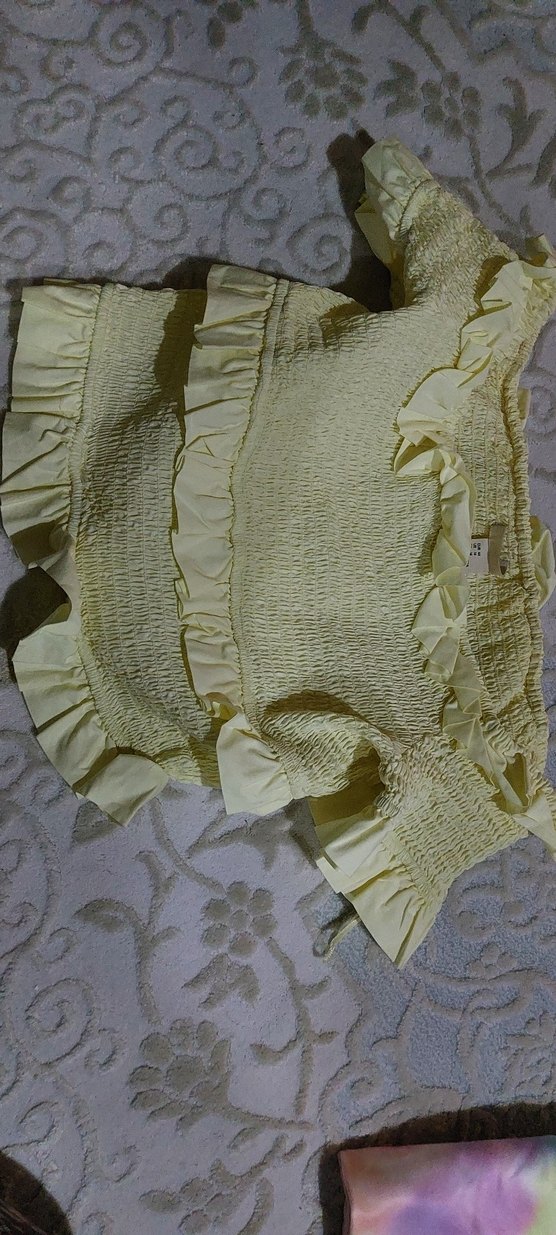 Sarı Mini Fırfırlı Kadın Bluz - Görsel 3