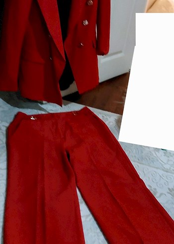 Kırmızı Uzun Drapeli Kadın Pantolon - Görsel 4