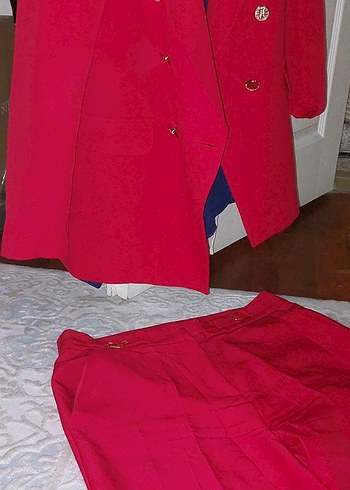 Kırmızı Uzun Drapeli Kadın Pantolon - Görsel 5