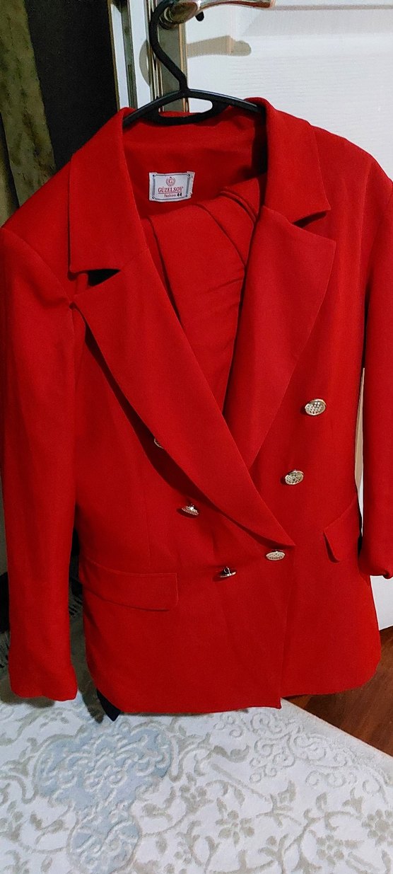 Kırmızı Uzun Drapeli Kadın Pantolon - Görsel 3