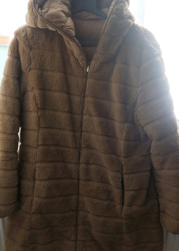 Bej Kadın Uzun Kürklü Kışlık Mont - Görsel 8