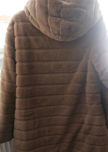 Bej Kadın Uzun Kürklü Kışlık Mont - Görsel 5