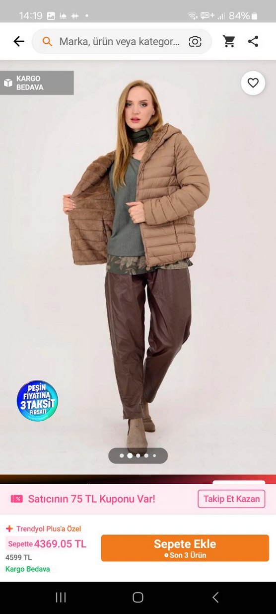 Bej Kadın Uzun Kürklü Kışlık Mont - Görsel 2