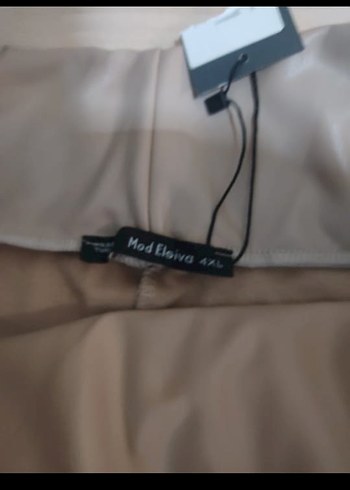 Bej Kadın deri Tayt - Görsel 3