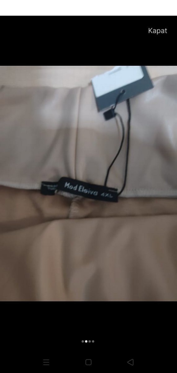 Bej Kadın deri Tayt - Görsel 3