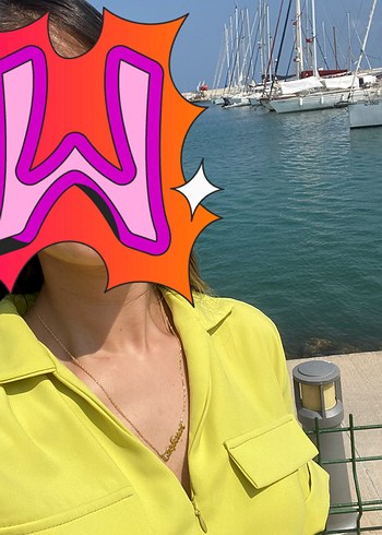 s Beden sarı Renk Açık Yeşil Kemerli Midi Tulum