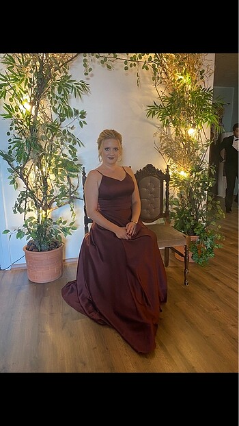 Diğer Bordo saten abiye elbise